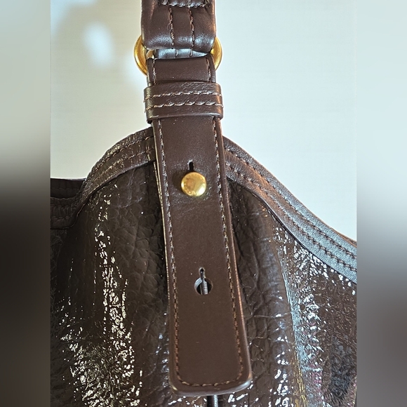 Marc By Marc Jacobs Totally Turnlock Teri Brown Patent Leather Shoulder Bag - Picture 4 of 14